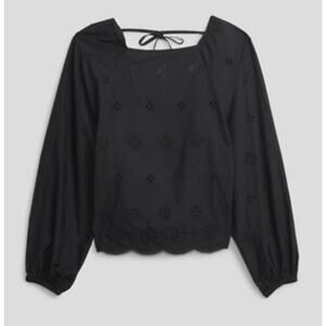 Gap Balloon Sleeve Eyelet Top Black Size X Large Tall Witchy Romantic